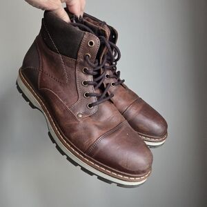Bull Boxer Brown Leather Boots Toe Cap  Lace Up Hiking Sz 9/42